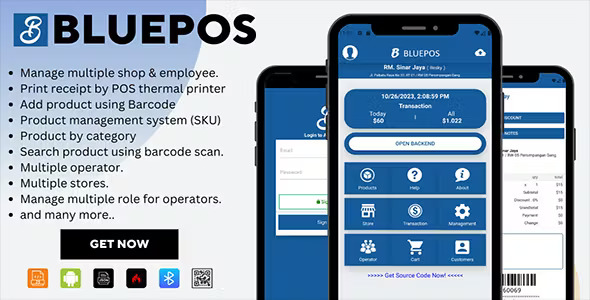 BLUEPOS - Android Mobile Point of sale (POS) With Admin Backend API